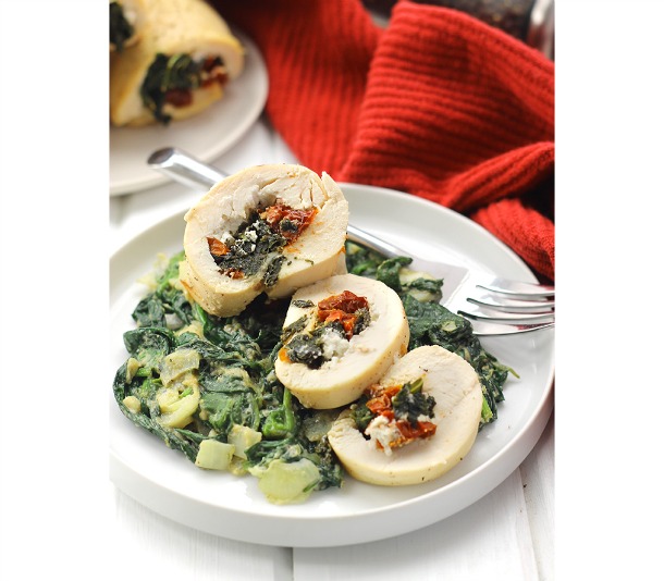 Kale and Sun Dried Tomatoes Stuffed Chicken