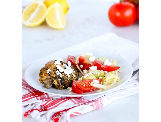 Crock-Pot Lemon Chicken & Greek Salad