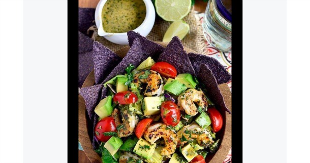 Shrimp and Avocado Taco Salad
