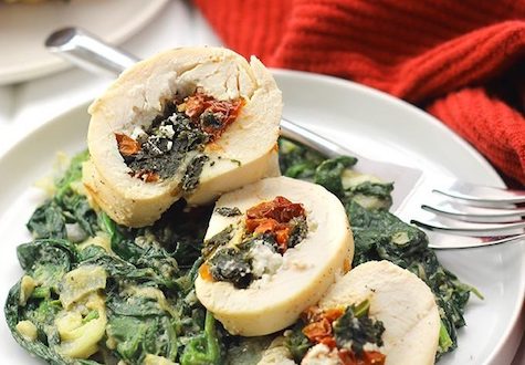 Kale & Sun Dried Tomatoes Stuffed Chicken